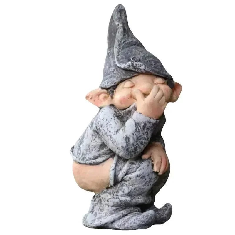 Outdoors Resin Statue Naughty Knome Figurine Lawn Ornament Dwarf Sculpture Balcony Patio Yard Landscape Porch Garden Decorations