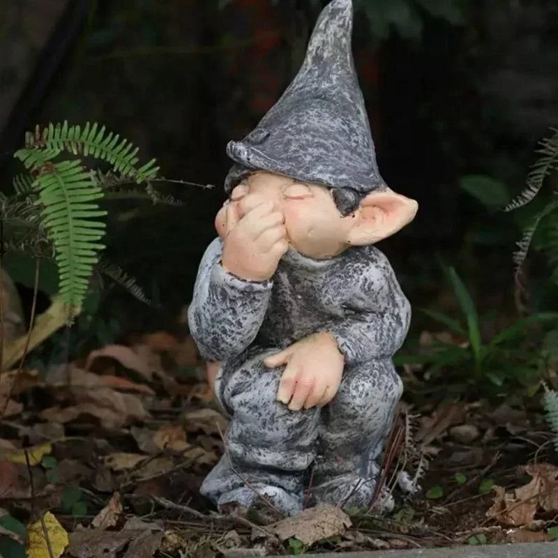 Outdoors Resin Statue Naughty Knome Figurine Lawn Ornament Dwarf Sculpture Balcony Patio Yard Landscape Porch Garden Decorations