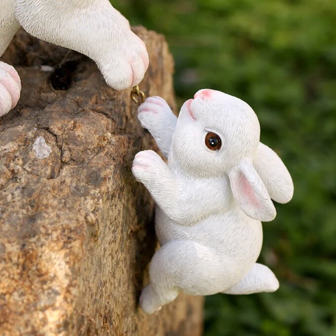 Whimsical Easter Bunny Family Statue-Rustic Resin Garden &Tabletop Decor, Perfect for Spring Ambiance - Image 5