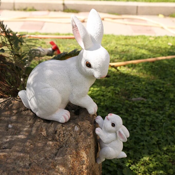 Whimsical Easter Bunny Family Statue-Rustic Resin Garden &Tabletop Decor, Perfect for Spring Ambiance - Image 4