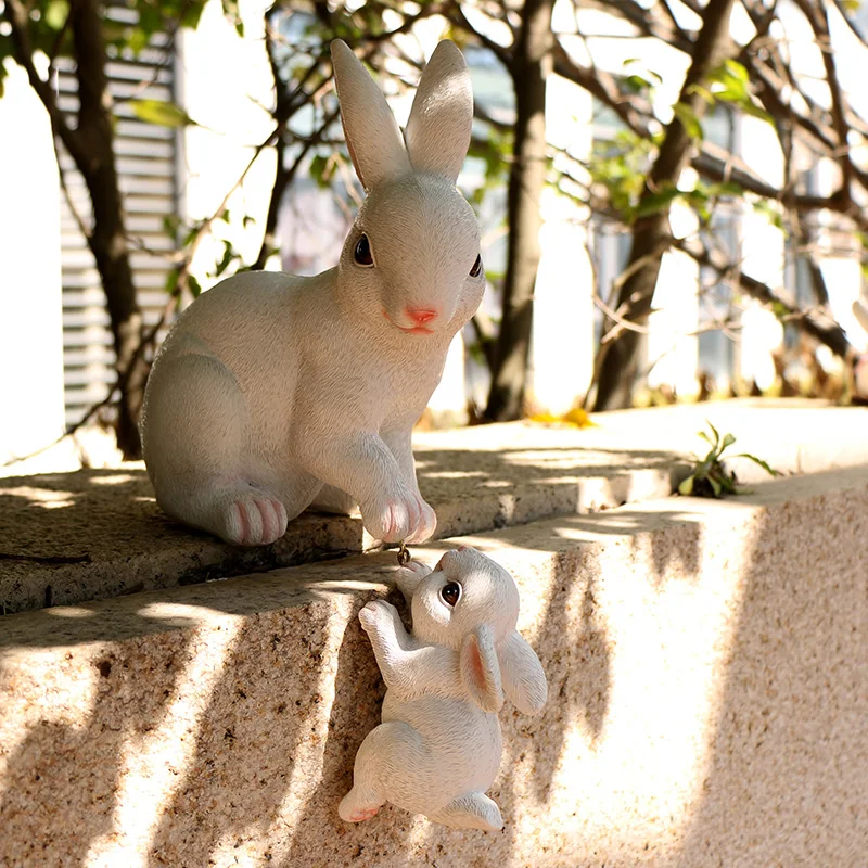 Whimsical Easter Bunny Family Statue-Rustic Resin Garden &Tabletop Decor, Perfect for Spring Ambiance
