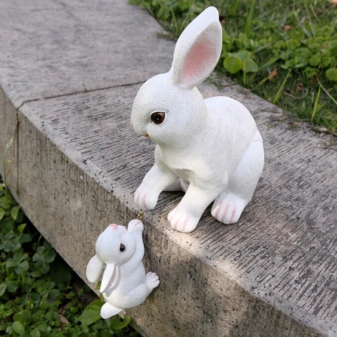 Whimsical Easter Bunny Family Statue-Rustic Resin Garden &Tabletop Decor, Perfect for Spring Ambiance - Image 6