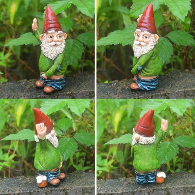 Creative Urinating Gnome Statue Resin Crafts White Bearded Old Man Dwarf Sculpture Christmas Garden Courtyard Decoration - Image 6