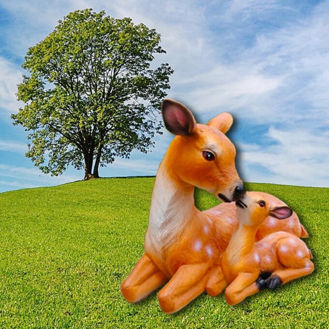 Garden Animal Deer Statues Realistic Sculpture Mothers Love Doe and Fawn  Buck Stag Reindeer Outdoor Garden Yard Lawn Ornaments - Image 4