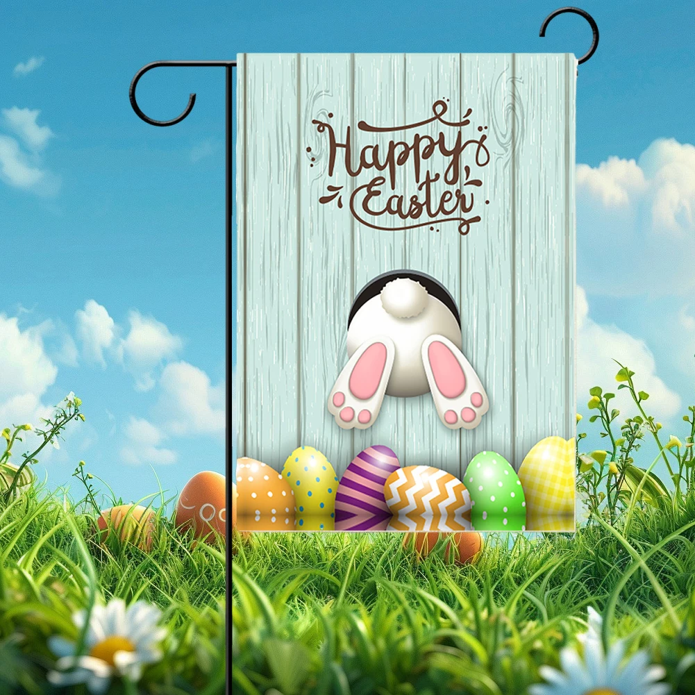 Easter Garden Flag Linen Vertical Garden Flag Dual-Sided Welcome Banner Decorative Spring Yard Flag for Outdoor Decor