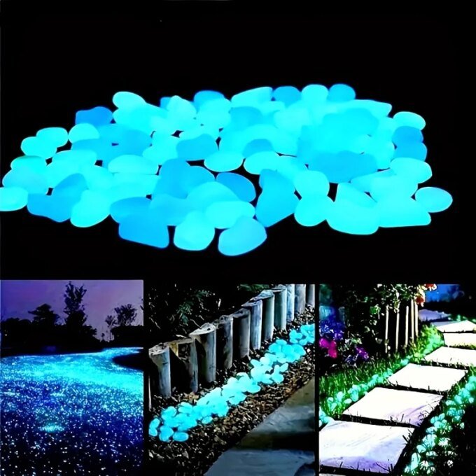 100/500pcs Glow In The Dark Pebbles, Resin Luminous Stones For Landscape, Garden Paths, Potted Plants, Parks, Aquarium Decor, - Image 2