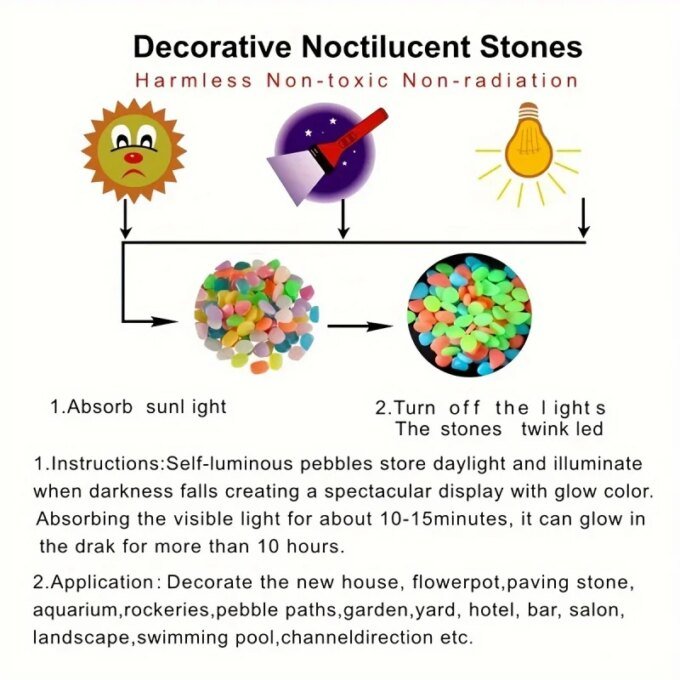100pcs Glow In The Dark Pebbles, Resin Luminous Stones For Landscape, Garden Paths, Potted Plants, Parks, Aquarium Decor, - Image 6