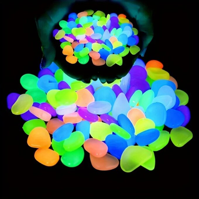 100pcs Glow In The Dark Pebbles, Resin Luminous Stones For Landscape, Garden Paths, Potted Plants, Parks, Aquarium Decor, - Image 2