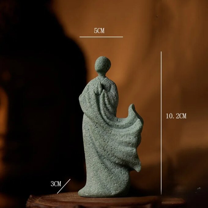 Zen Buddha Garden Statues Decorations Monk Figurine Buddhism Home Decor for Fish Tank Yard Flower Pot Green Sandstone Thailand - Image 6
