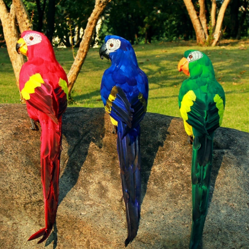 45cm Simulation Parrot Handmade Foam Feather Macaw Lawn Figurine Ornament Fake Animal Bird Garden Prop Decoration