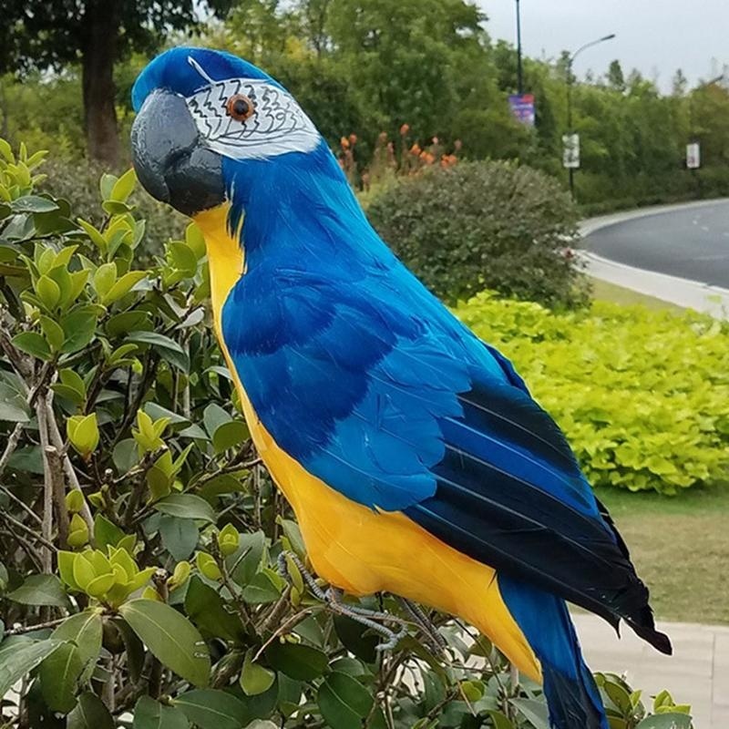 45cm Simulation Parrot Handmade Foam Feather Macaw Lawn Figurine Ornament Fake Animal Bird Garden Prop Decoration