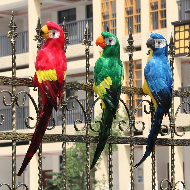 45cm Simulation Parrot Handmade Foam Feather Macaw Lawn Figurine Ornament Fake Animal Bird Garden Prop Decoration