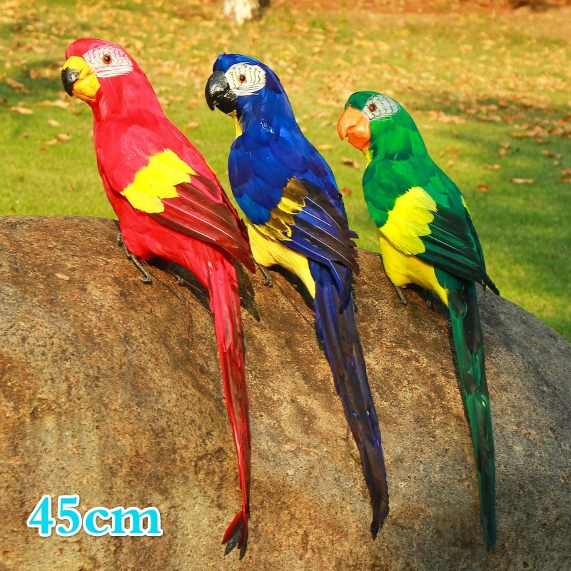 45cm Simulation Parrot Handmade Foam Feather Macaw Lawn Figurine Ornament Fake Animal Bird Garden Prop Decoration