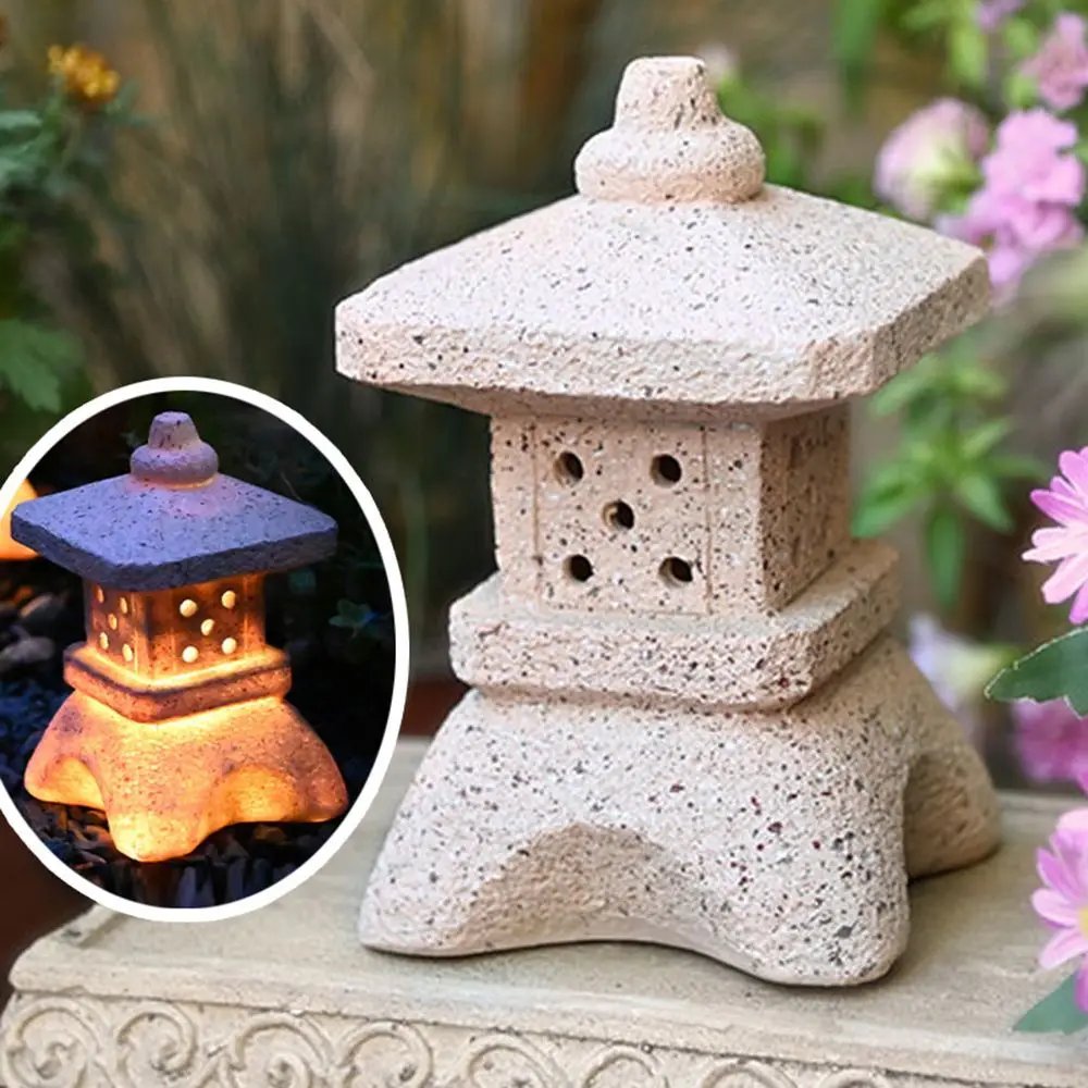 Creative Resin Solar Lamp Palace Lanterns Tower Statue Courtyard Zen Decoration Ornaments Solar Powered Pagoda Lantern Creative Resin Solar Lamp Palace Lanterns Tower Statue Courtyard Zen Decoration Ornaments Solar Powered Pagoda Lantern