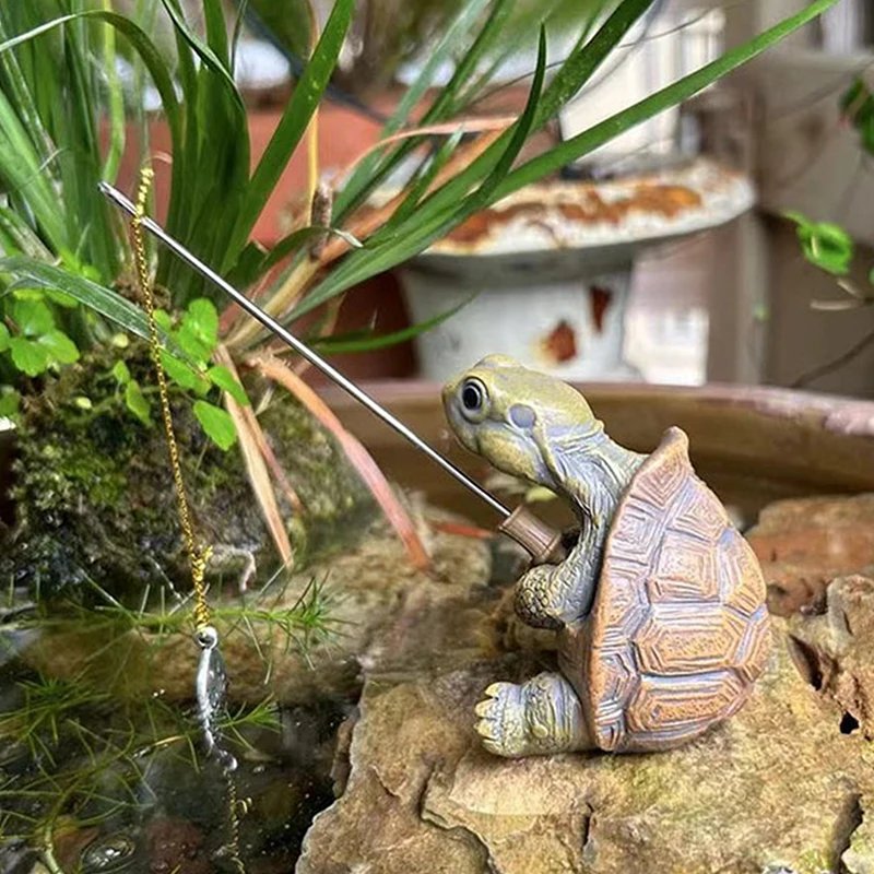 Creative Rope Fishing Turtle Statue Cute Simulation Turtle Resin Figurine Animal Sculpture Ornament Outdoor Home Garden Decor Creative Rope Fishing Turtle Statue Cute Simulation Turtle Resin Figurine Animal Sculpture Ornament Outdoor Home Garden Decor