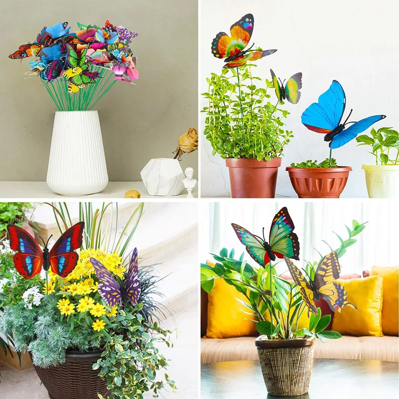 5-50Pcs Waterproof Butterfly Garden Yard Planter Butterfly Flower Arrangement Colorful Butterfly Outdoor Decor Flower Pots Decor