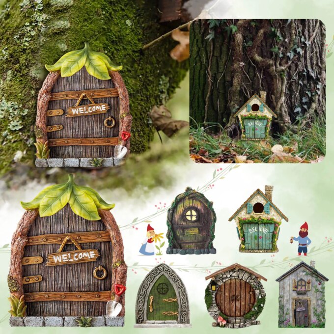 Fairys Doors For Trees Outdoor Miniature Fairys Door For Tree Decoration Fairys Garden Accessories - Image 2
