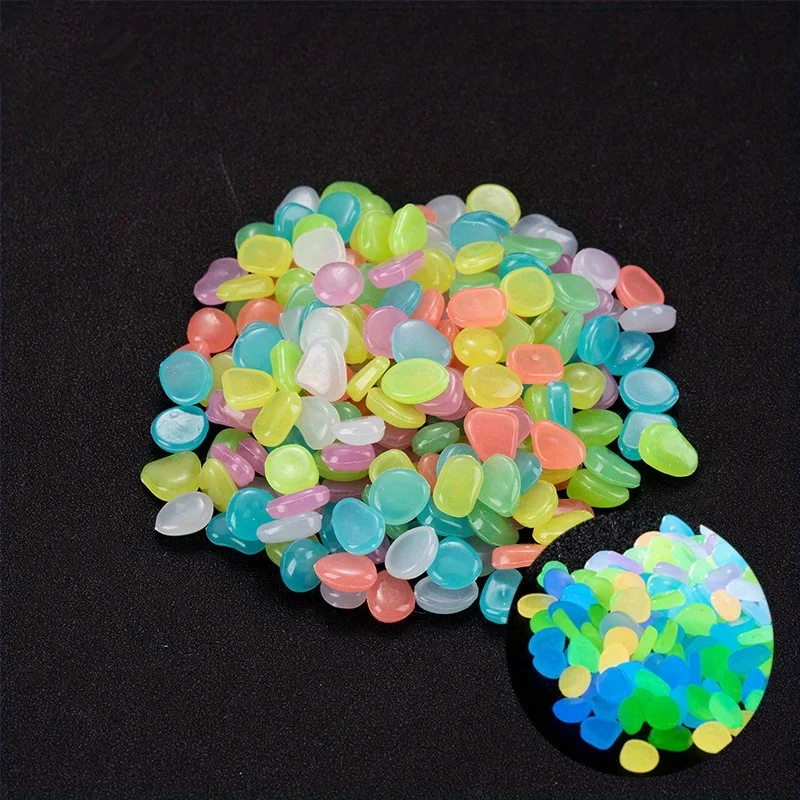 500pcs/bag Glow-in-the-Dark Pebbles Create A Magical Garden Aquarium Decoration Landscaping Or Wedding Decoration