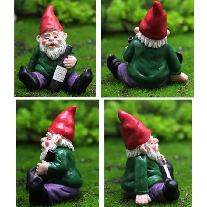 1/4PCS Resin Drunk Dwarf Moss Landscape Decoration Gnome Miniature Statue Ornaments Outdoor Fairy Garden Decoration Handicraft - Image 5