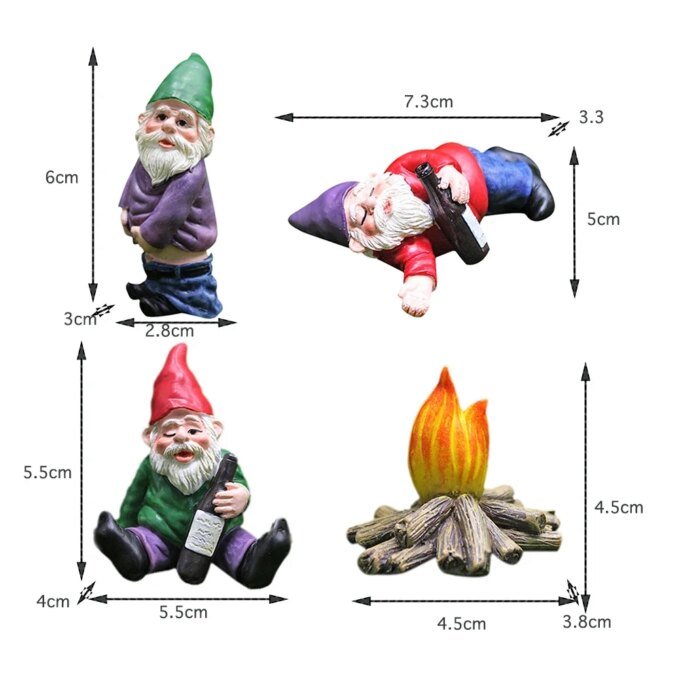 1/4PCS Resin Drunk Dwarf Moss Landscape Decoration Gnome Miniature Statue Ornaments Outdoor Fairy Garden Decoration Handicraft - Image 6