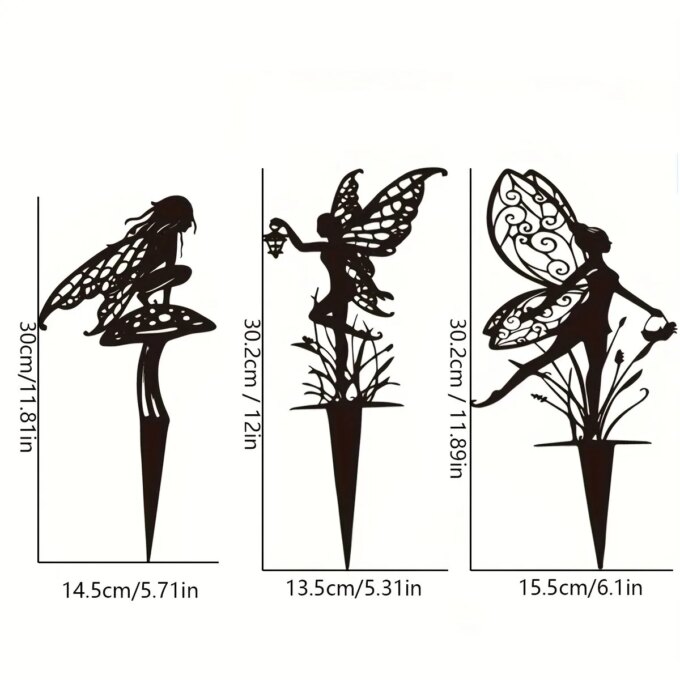 Enchanted Fairy Garden Stake - Metal Flower Fairy Lawn Ornament, Decorative Outdoor Yard Art for Patio And Garden - Image 5