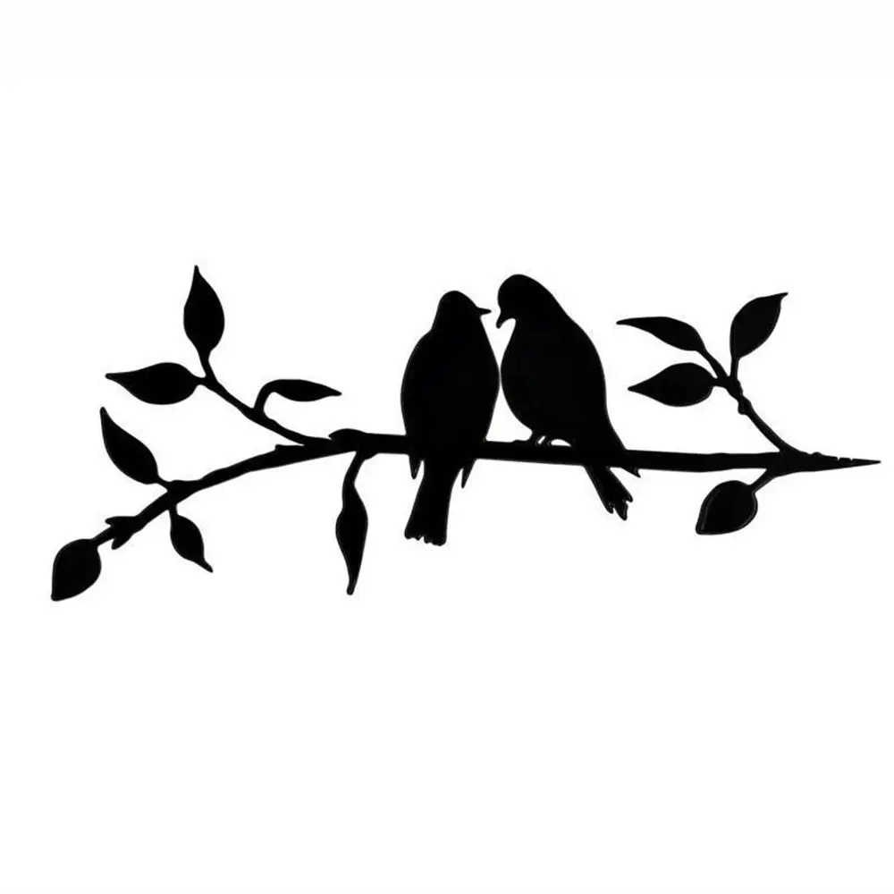 Handmade Steel Birds Silhouette Metal Animal Crafts Garden Backyard Branch Birds Garden Art Decoration Statues Bird Ornament