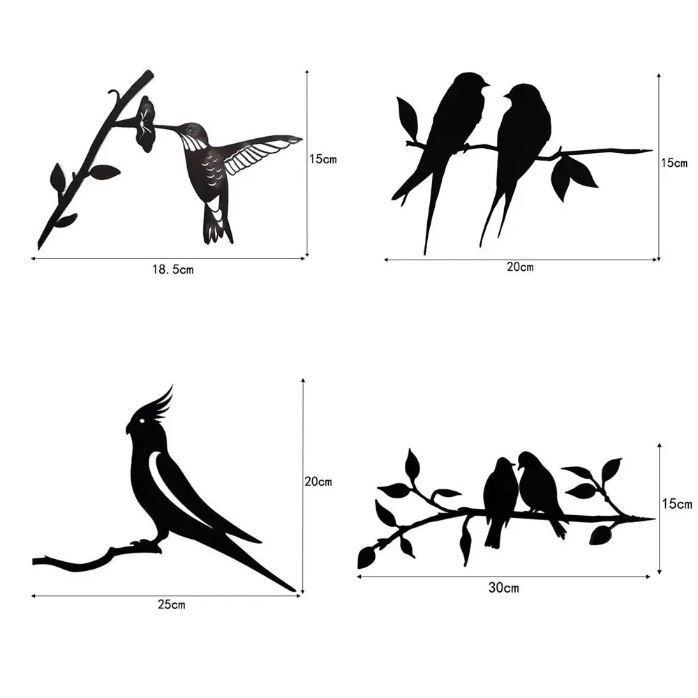 Handmade Steel Birds Silhouette Metal Animal Crafts Garden Backyard Branch Birds Garden Art Decoration Statues Bird Ornament