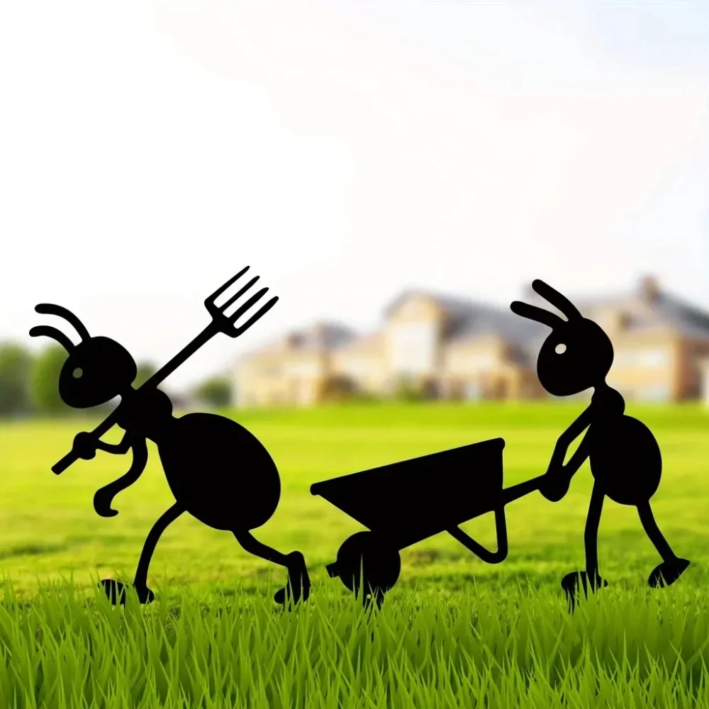 Garden Decor Ants Metal Ants Gardening Ornaments Yard Metal Art Backyard Lawn Stakes Decor Ants Garden Iron Crafts