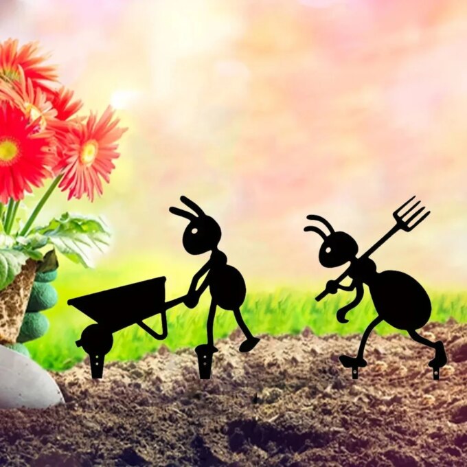 Garden Decor Ants Metal Ants Gardening Ornaments Yard Metal Art Backyard Lawn Stakes Decor Ants Garden Iron Crafts