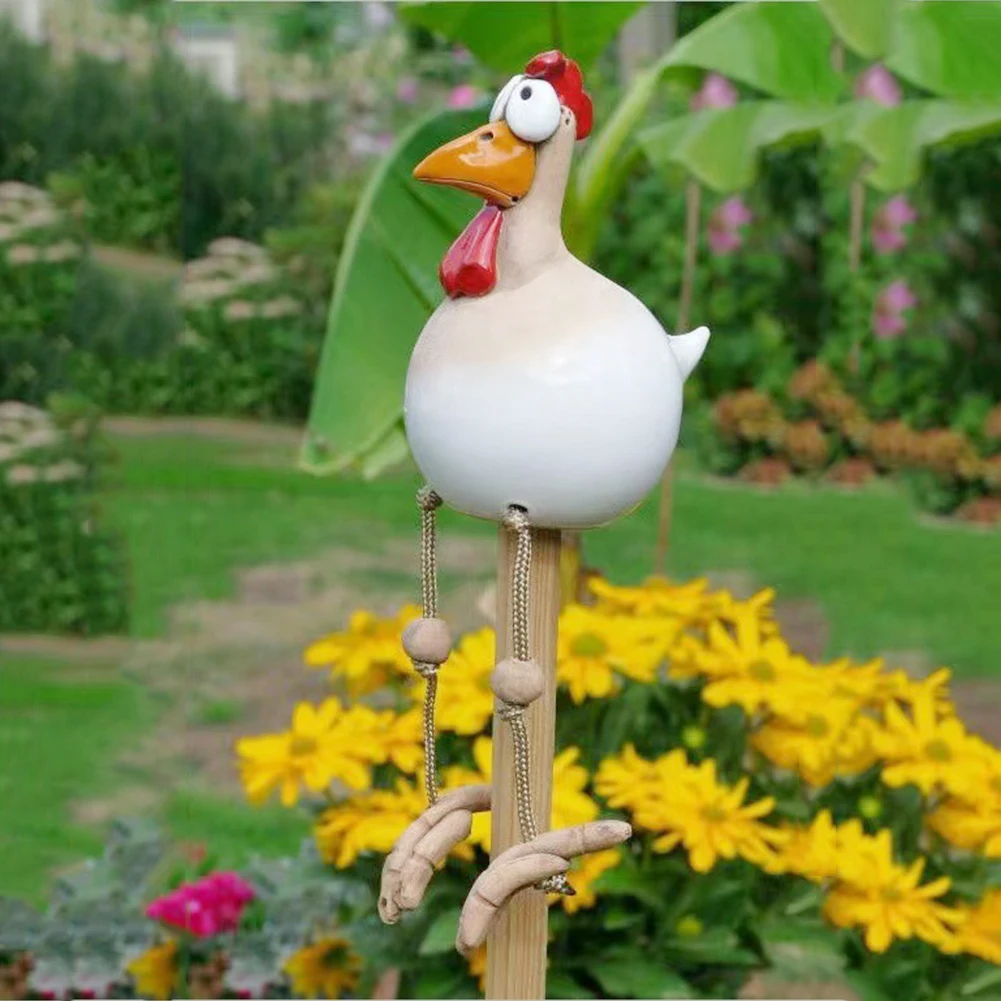 Ceramic Chicken Hilde Garden Decoration Animal Figure Garden Plug Pottery Figurines Handcraft Landscape Ornament Miniatures