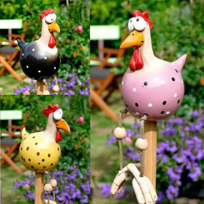 Ceramic Chicken Hilde Garden Decoration Animal Figure Garden Plug Pottery Figurines Handcraft Landscape Ornament Miniatures - Image 4