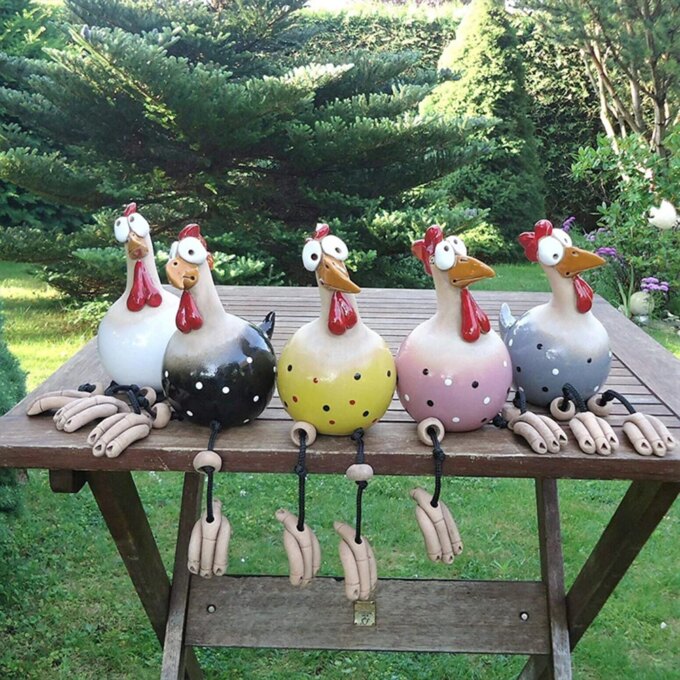 Ceramic Chicken Hilde Garden Decoration Animal Figure Garden Plug Pottery Figurines Handcraft Landscape Ornament Miniatures - Image 5