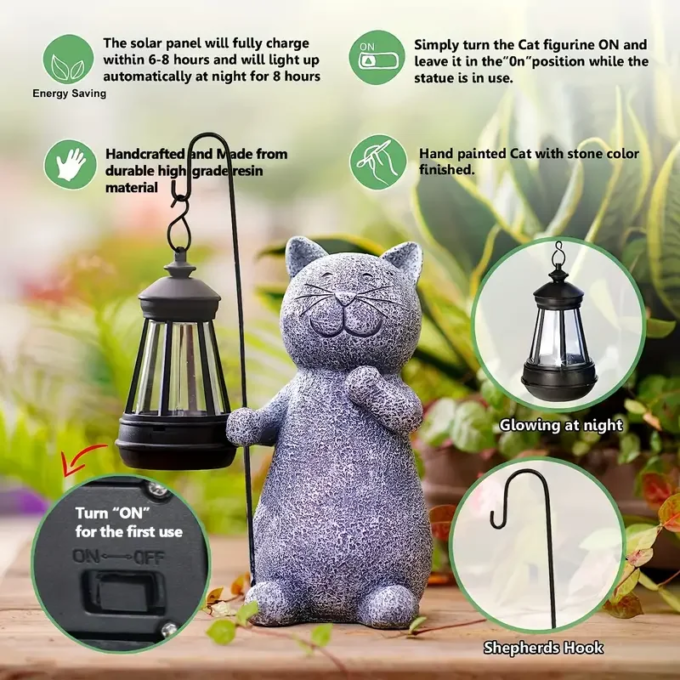 Cute Solar-Powered Kitten Lights - Waterproof Garden Decor - Durable Cloth Landscape Lighting for Courtyard & Outdoor Spaces - Image 3
