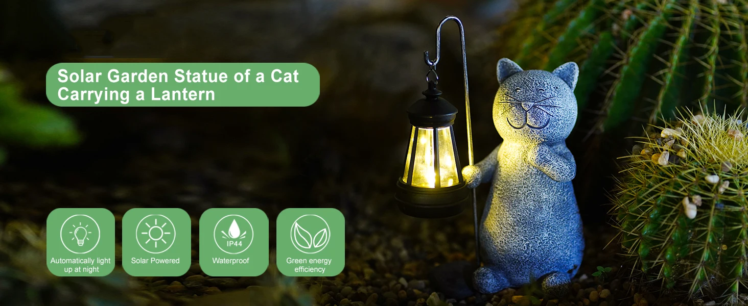 Cute Solar-Powered Kitten Lights - Waterproof Garden Decor - Durable Cloth Landscape Lighting for Courtyard & Outdoor Spaces