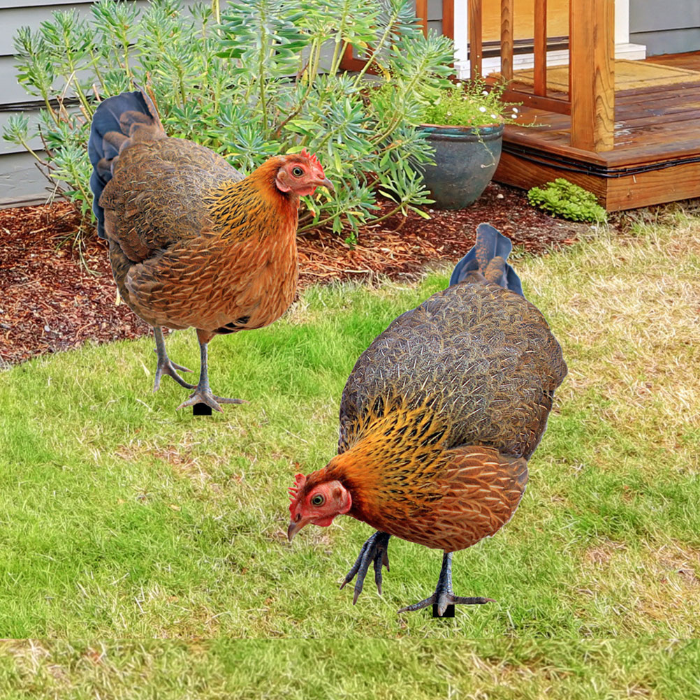 2 Pcs Outdoor Decorations Decorative Garden Inserts Chicken for Patio and Yard Ground Plug Simulation Lawn Ornament Ornaments