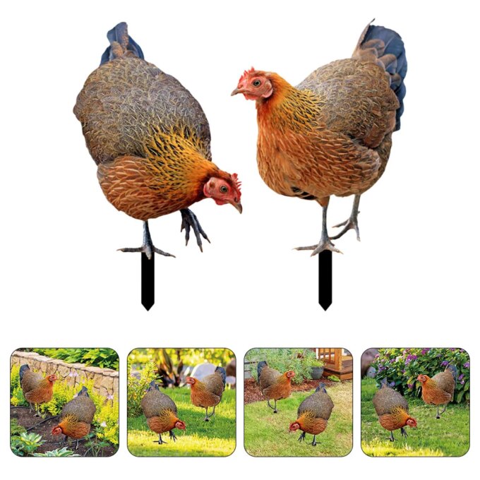 2 Pcs Outdoor Decorations Decorative Garden Inserts Chicken for Patio and Yard Ground Plug Simulation Lawn Ornament Ornaments - Image 3