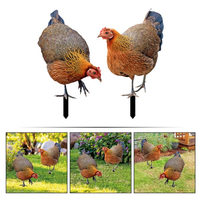 2 Pcs Outdoor Decorations Decorative Garden Inserts Chicken for Patio and Yard Ground Plug Simulation Lawn Ornament Ornaments - Image 4