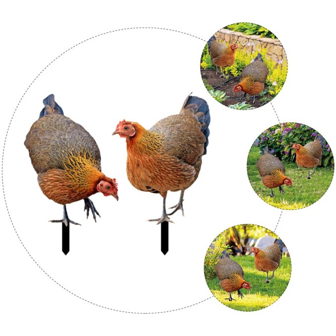 2 Pcs Outdoor Decorations Decorative Garden Inserts Chicken for Patio and Yard Ground Plug Simulation Lawn Ornament Ornaments - Image 5