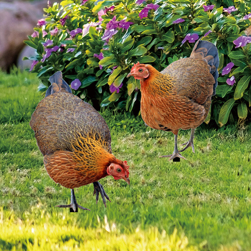 2 Pcs Outdoor Decorations Decorative Garden Inserts Chicken for Patio and Yard Ground Plug Simulation Lawn Ornament Ornaments