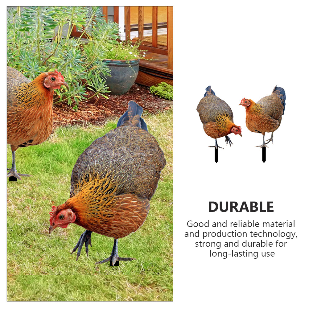 2 Pcs Outdoor Decorations Decorative Garden Inserts Chicken for Patio and Yard Ground Plug Simulation Lawn Ornament Ornaments