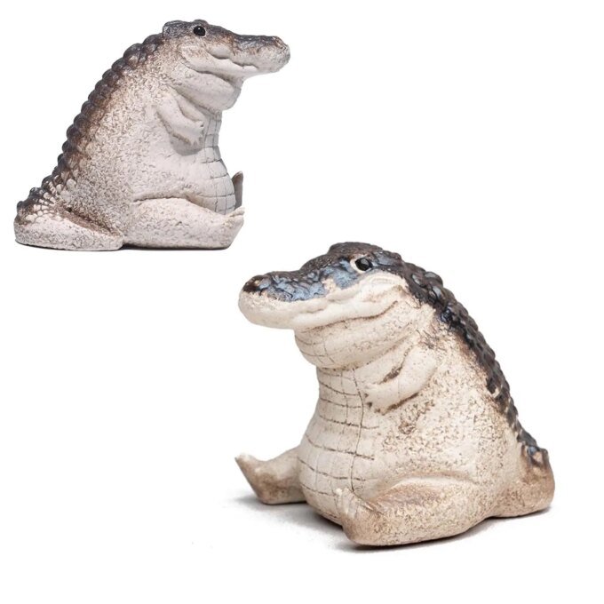 Baby Crocodile Statue Ornaments, Garden Courtyard Animal Baby Crocodile Statue Mini Resin Decorative Garden Ornaments
