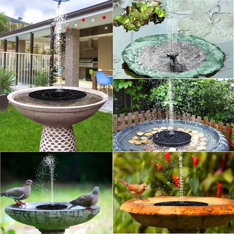 Mini Solar Water Fountain Pool Pond Waterfall Fountain Garden Decoration Outdoor Bird Bath Solar Powered Fountain Floating Water