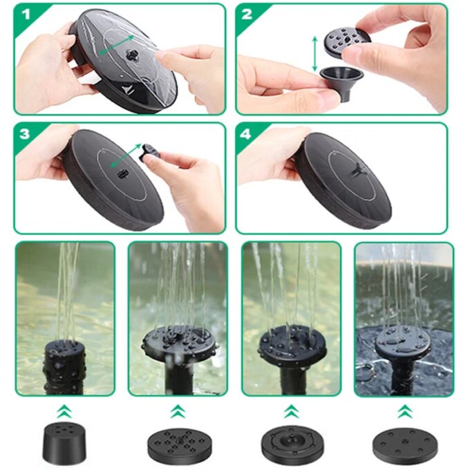 Mini Solar Water Fountain Pool Pond Waterfall Fountain Garden Decoration Outdoor Bird Bath Solar Powered Fountain Floating Water - Image 5