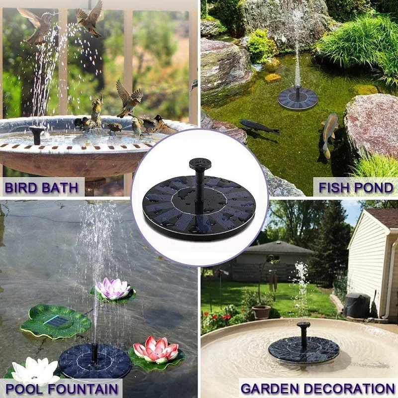 Mini Solar Water Fountain Pool Pond Waterfall Fountain Garden Decoration Outdoor Bird Bath Solar Powered Fountain Floating Water