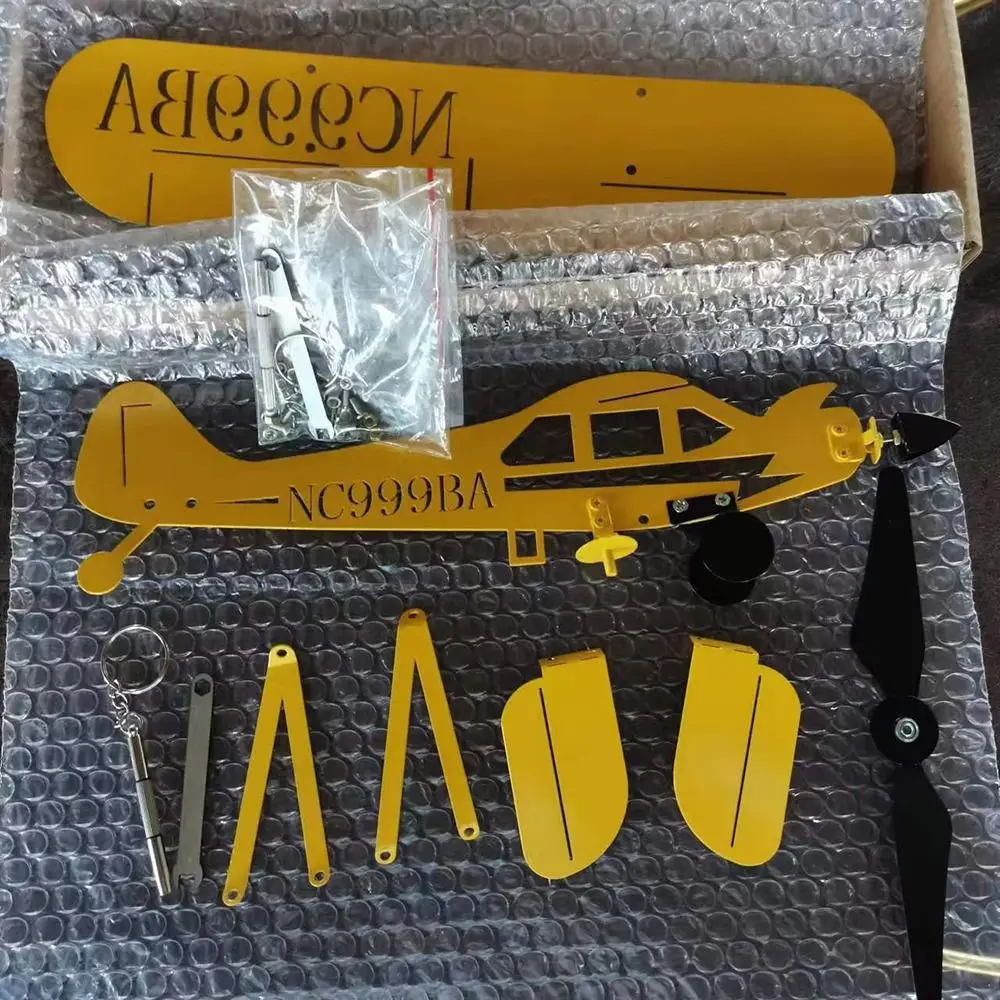 3D Metal Pipe Windmill Wind Direction Compass Weather Vane Garden Decoration Airplane Weathervane