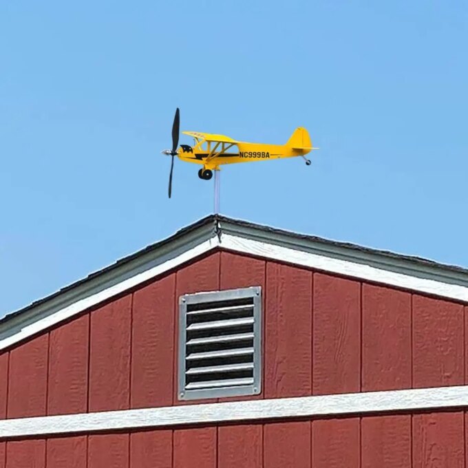 3D Metal Pipe Windmill Wind Direction Compass Weather Vane Garden Decoration Airplane Weathervane - Image 3