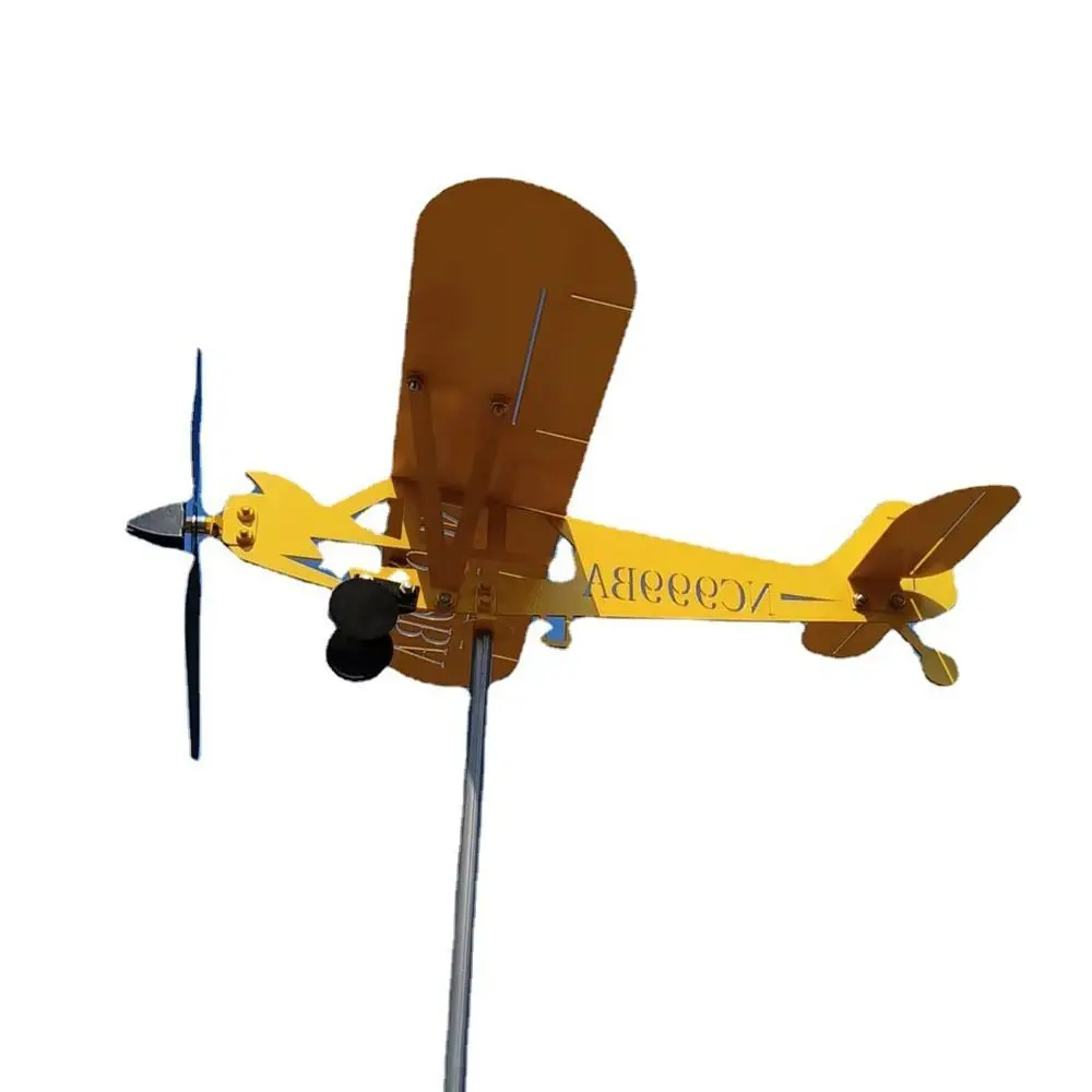3D Metal Pipe Windmill Wind Direction Compass Weather Vane Garden Decoration Airplane Weathervane