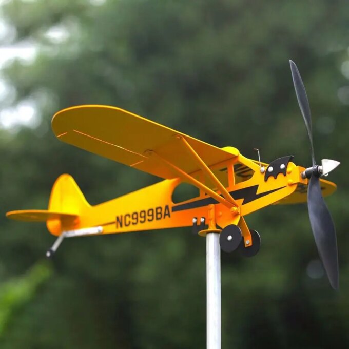 3D Metal Pipe Windmill Wind Direction Compass Weather Vane Garden Decoration Airplane Weathervane - Image 2