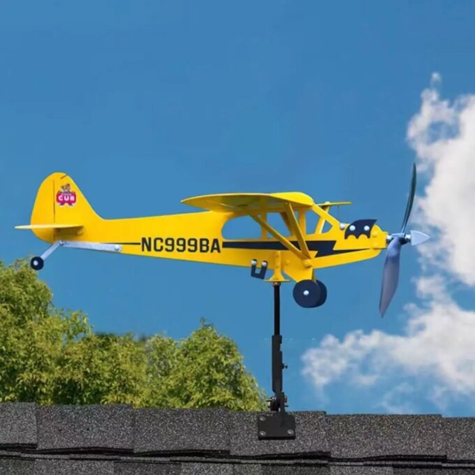 3D Metal Pipe Windmill Wind Direction Compass Weather Vane Garden Decoration Airplane Weathervane - Image 4