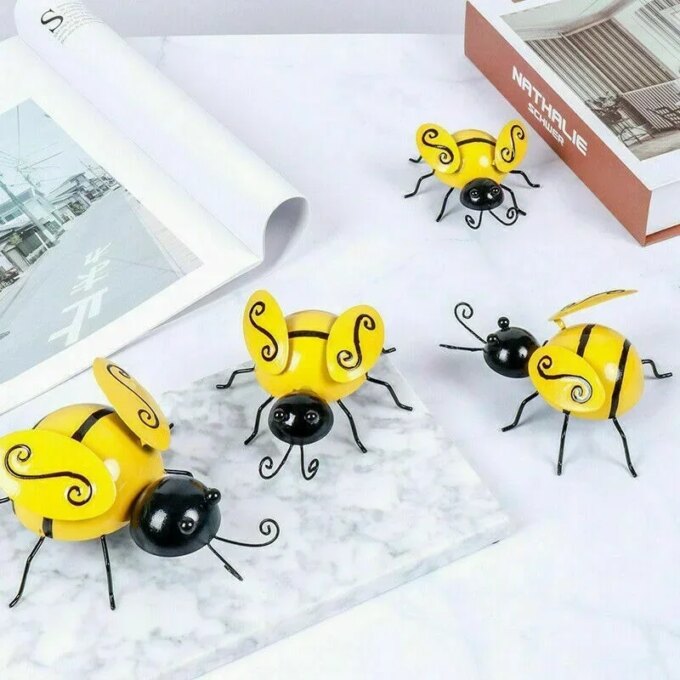 4PCS Decorative Metal Art Bumble Bee Backyard Garden Accents Wall Ornament Patio Decoration Outdoor Decor Garden Statues 2023 - Image 5